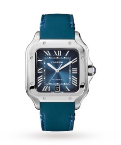 Cartier Santos de Cartier Men Automatic Blue Stainless Steel Watch WSSA0030