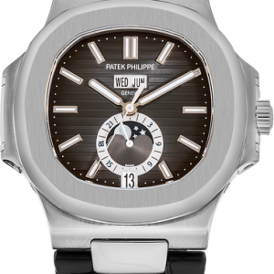 Patek Philippe Nautilus Black Strap Stainless Steel Watch 5726A-001