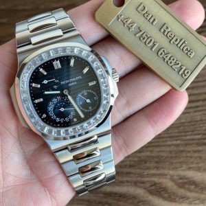 Patek Philippe Nautilus Moon Phases Stainless Steel Black Blue Dial 5712