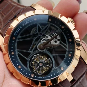 Roger Dubuis Excalibur Rddbex0392 RG BBR Best Edition Skeleton Dial on Brown Leather Strap A2136 Tourbillon