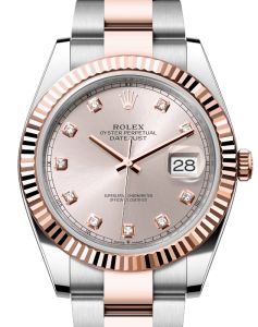 b8 rolex-datejust-41-rose-gold-steel-silver-fluted-motif-index-dial-fluted-bezel-oyster-bracelet-126331
