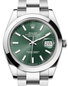 a9 rolex-datejust-41-stainless-steel-mint-green-index-dial-smooth-bezel-oyster-bracelet-126300