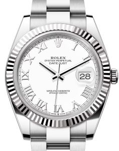 a8 rolex-datejust-41-white-gold-steel-white-roman-dial-fluted-bezel-oyster-bracelet-126334