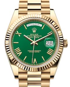 c5 rolex-day-date-40-yellow-gold-green-roman-dial-fluted-bezel-president-bracelet-228238-new_picture