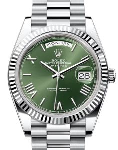 a rolex_day-date_40_president_platinum_olive_green_roman_dial_228236