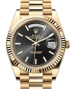 c1 rolex_day-date_40_yellow_gold_bright_black_index_dial_fluted_bezel_president_bracelet_228238